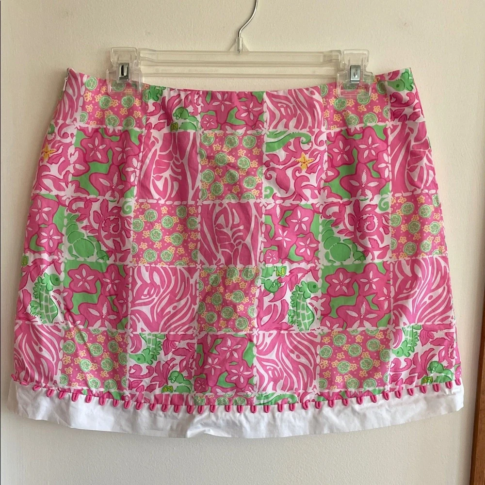 LILLY PULITZER Sunnyside Lions Vintage Faux Wrap Skort 8